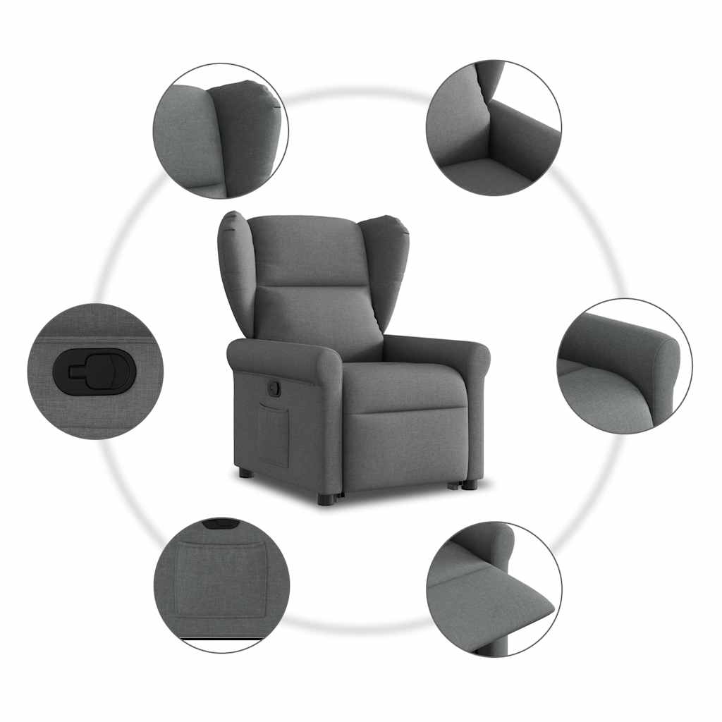 Poltrona Alzapersona Reclinabile Grigio Scuro in Tessuto