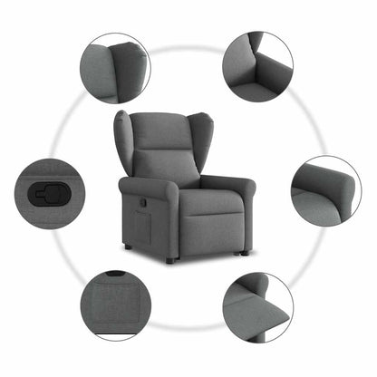 Poltrona Alzapersona Reclinabile Grigio Scuro in Tessuto
