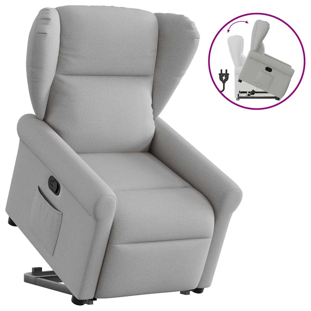 Poltrona Alzapersona Reclinabile Grigio Nuvola in Tessuto - homemem39