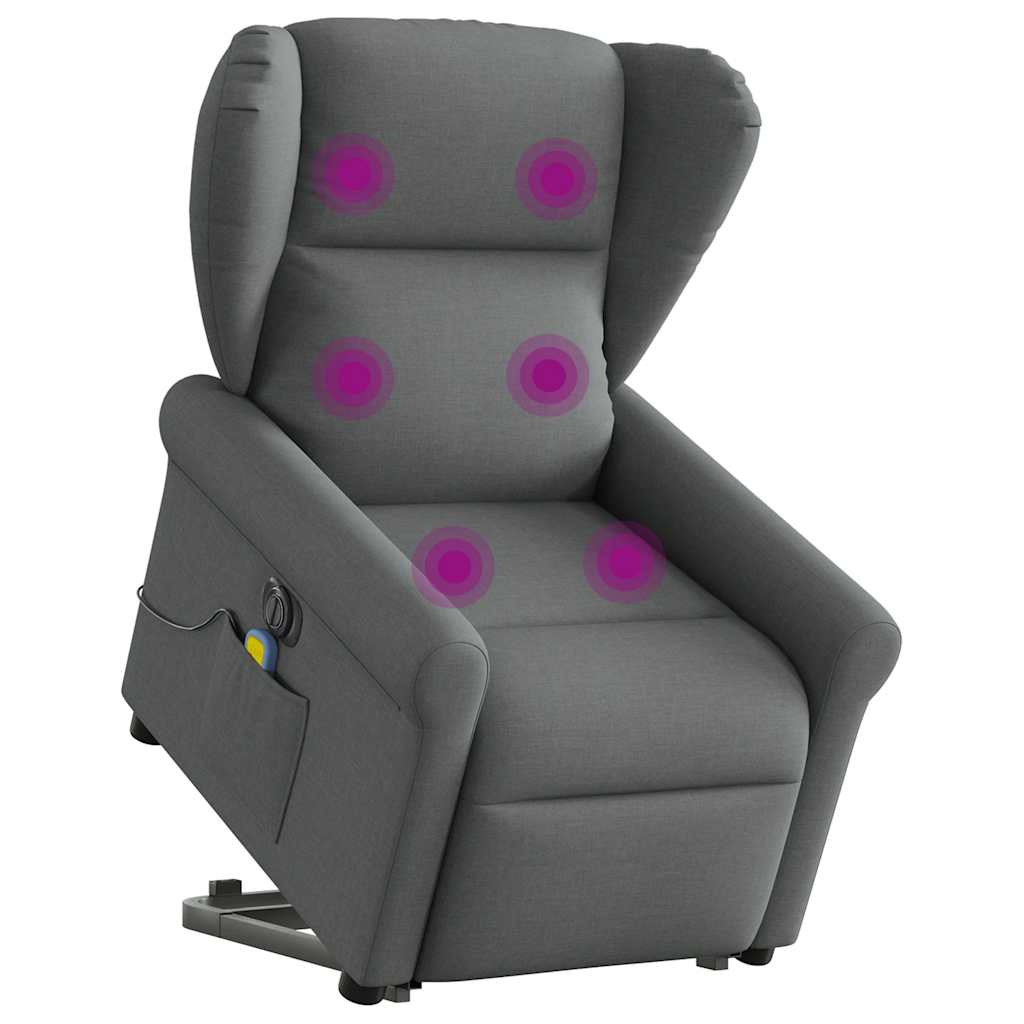 Poltrona Alzapersona Massaggi Elettrica Grigio Scuro Tessuto | homemem39