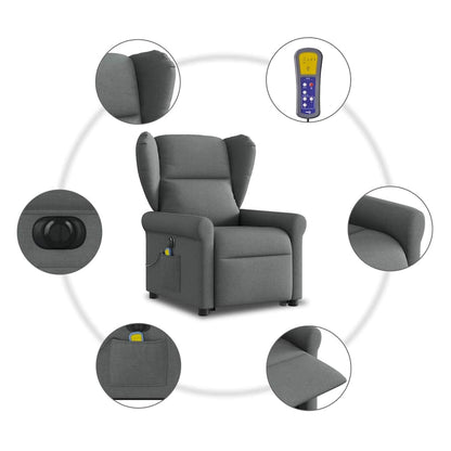 Poltrona Alzapersona Massaggi Elettrica Grigio Scuro Tessuto | homemem39
