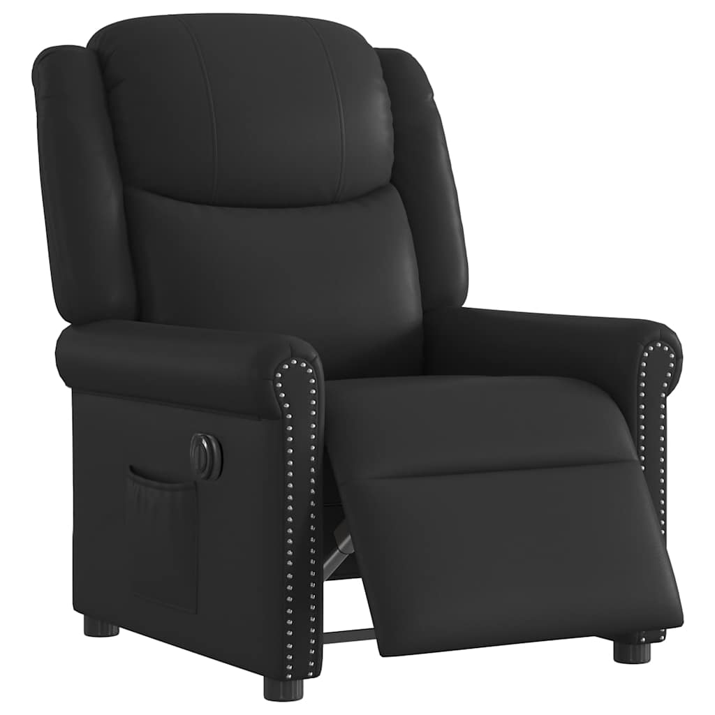 Poltrona Reclinabile Elettrica Nero Lucido Similpelle | homemem39
