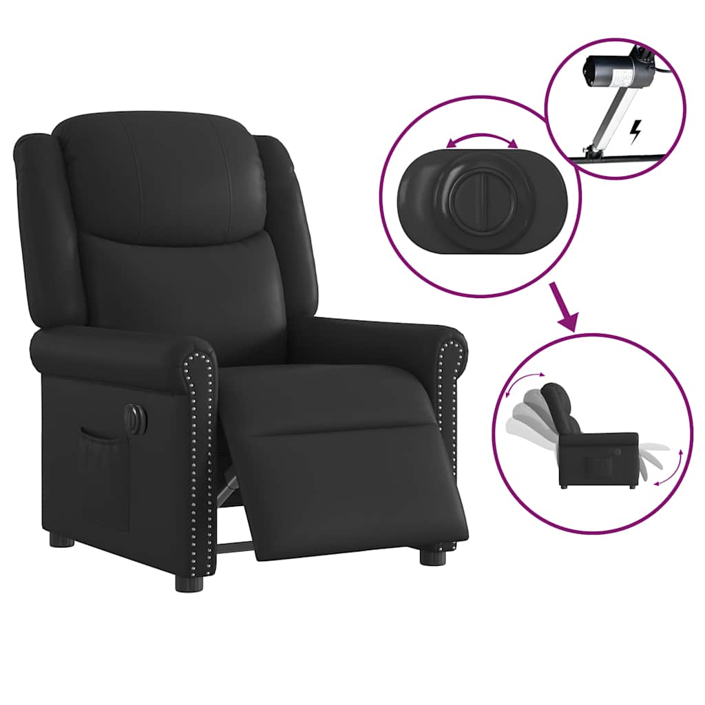 Poltrona Reclinabile Elettrica Nero Lucido Similpelle | homemem39