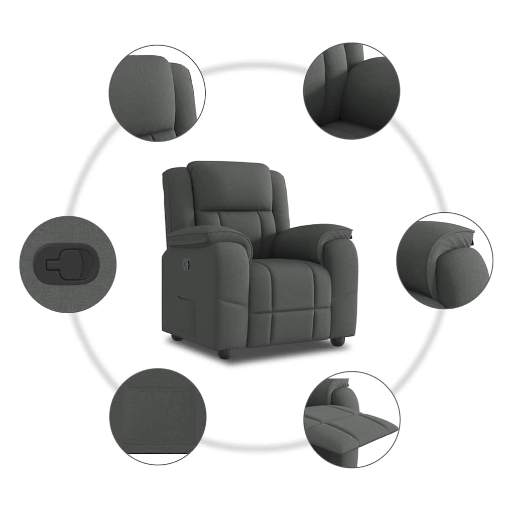 Poltrona reclinabile in Tessuto Grigio Scuro | homemem39