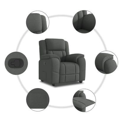Poltrona reclinabile in Tessuto Grigio Scuro | homemem39