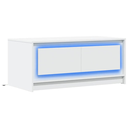 Tavolino da Salotto con Luci LED Bianco in Truciolato