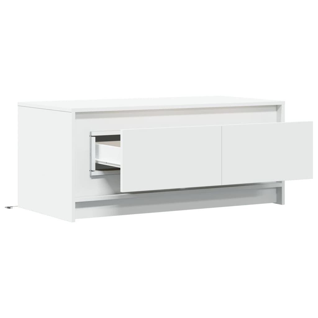 Tavolino da Salotto con Luci LED Bianco in Truciolato | homemem39