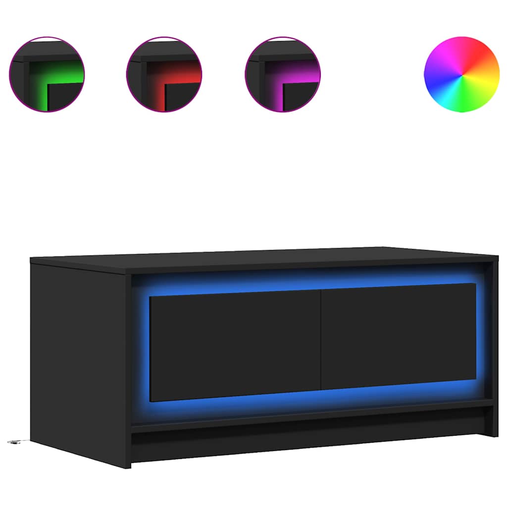 Tavolino da Salotto con Luci LED Nero in Truciolato | homemem39
