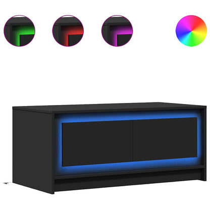 Tavolino da Salotto con Luci LED Nero in Truciolato | homemem39