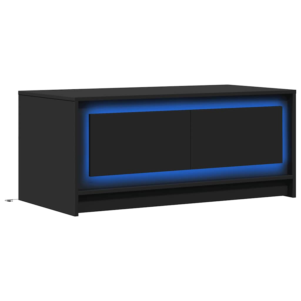 Tavolino da Salotto con Luci LED Nero in Truciolato | homemem39