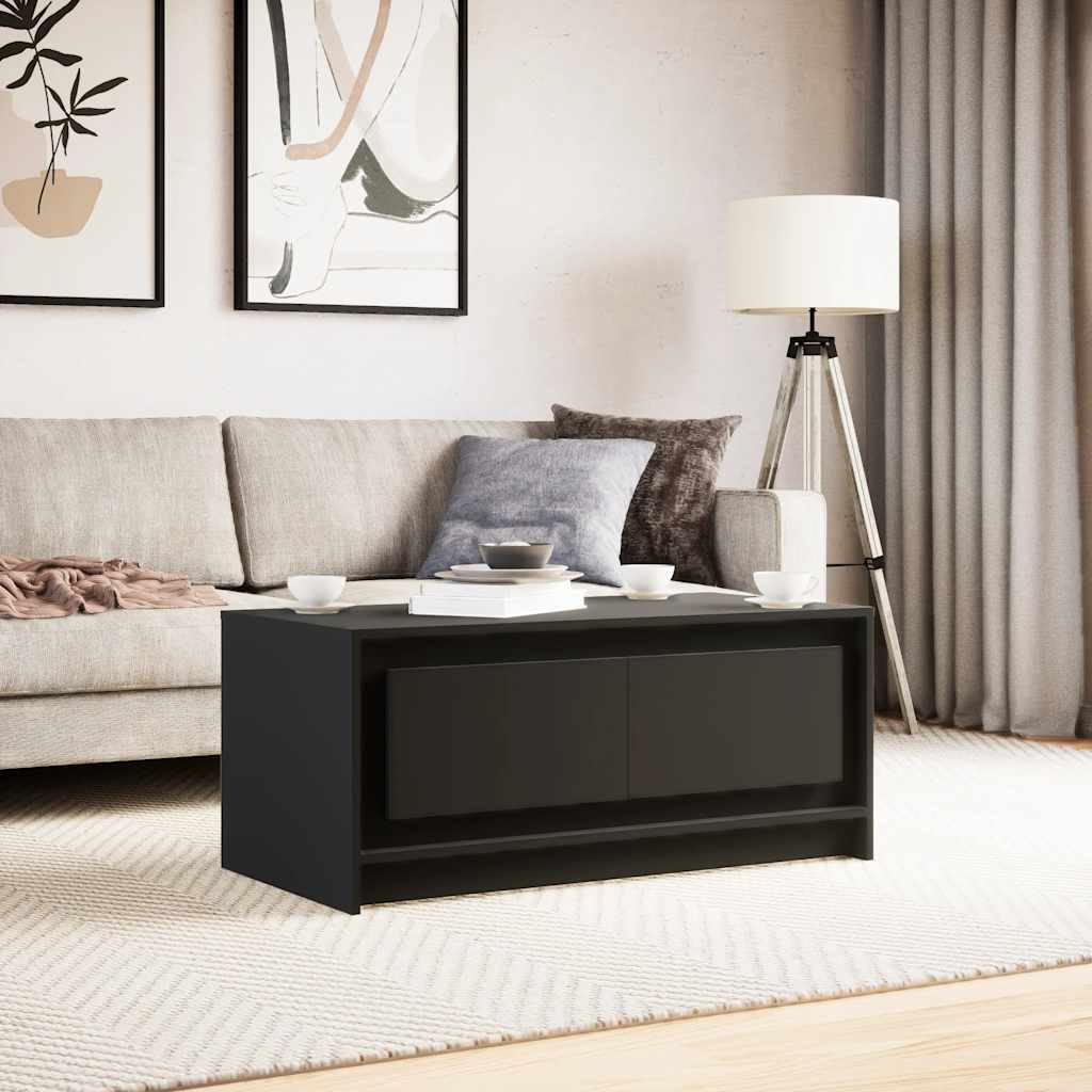 Tavolino da Salotto con Luci LED Nero in Truciolato | homemem39