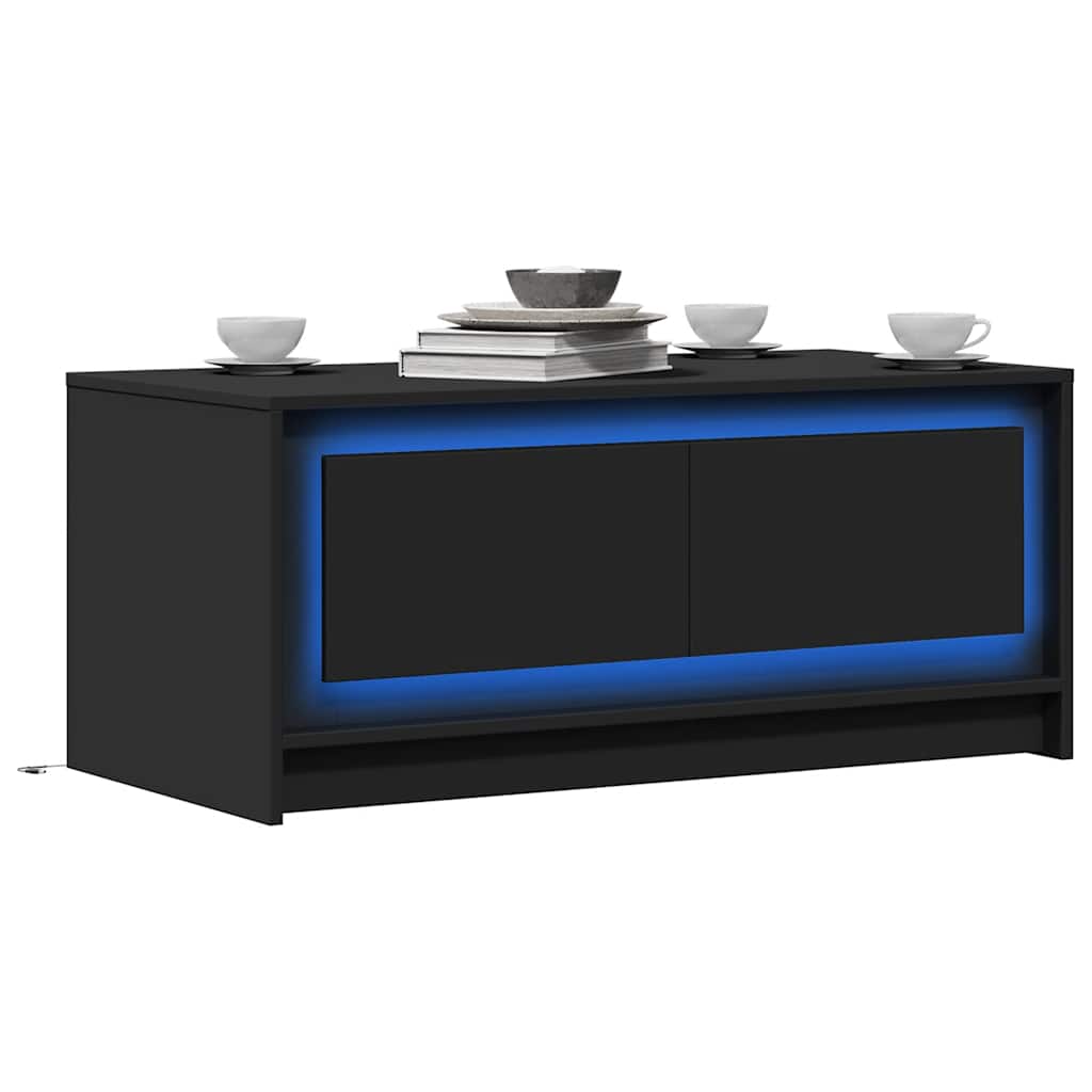 Tavolino da Salotto con Luci LED Nero in Truciolato | homemem39
