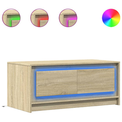 Tavolino da Salotto con Luci LED Rovere Sonoma in Truciolato | homemem39