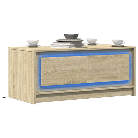 Tavolino da Salotto con Luci LED Rovere Sonoma in Truciolato | homemem39