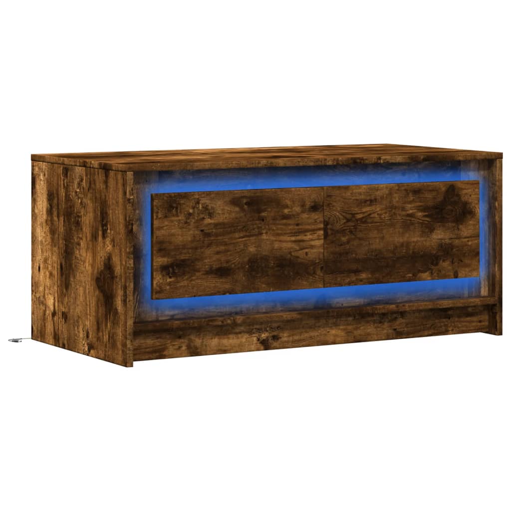 Tavolino da Salotto con Luci LED Rovere Fumo in Truciolato