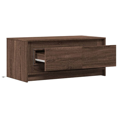 Tavolino da Salotto con Luci LED Rovere Marrone in Truciolato | homemem39