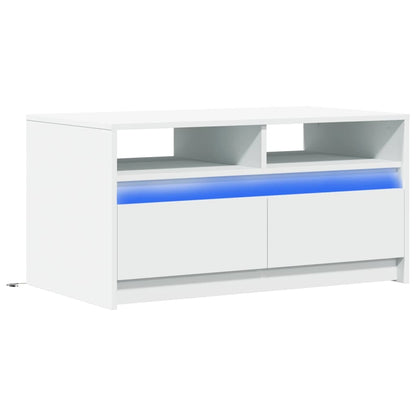 Tavolino da Salotto con Luci LED Bianco in Truciolato | homemem39