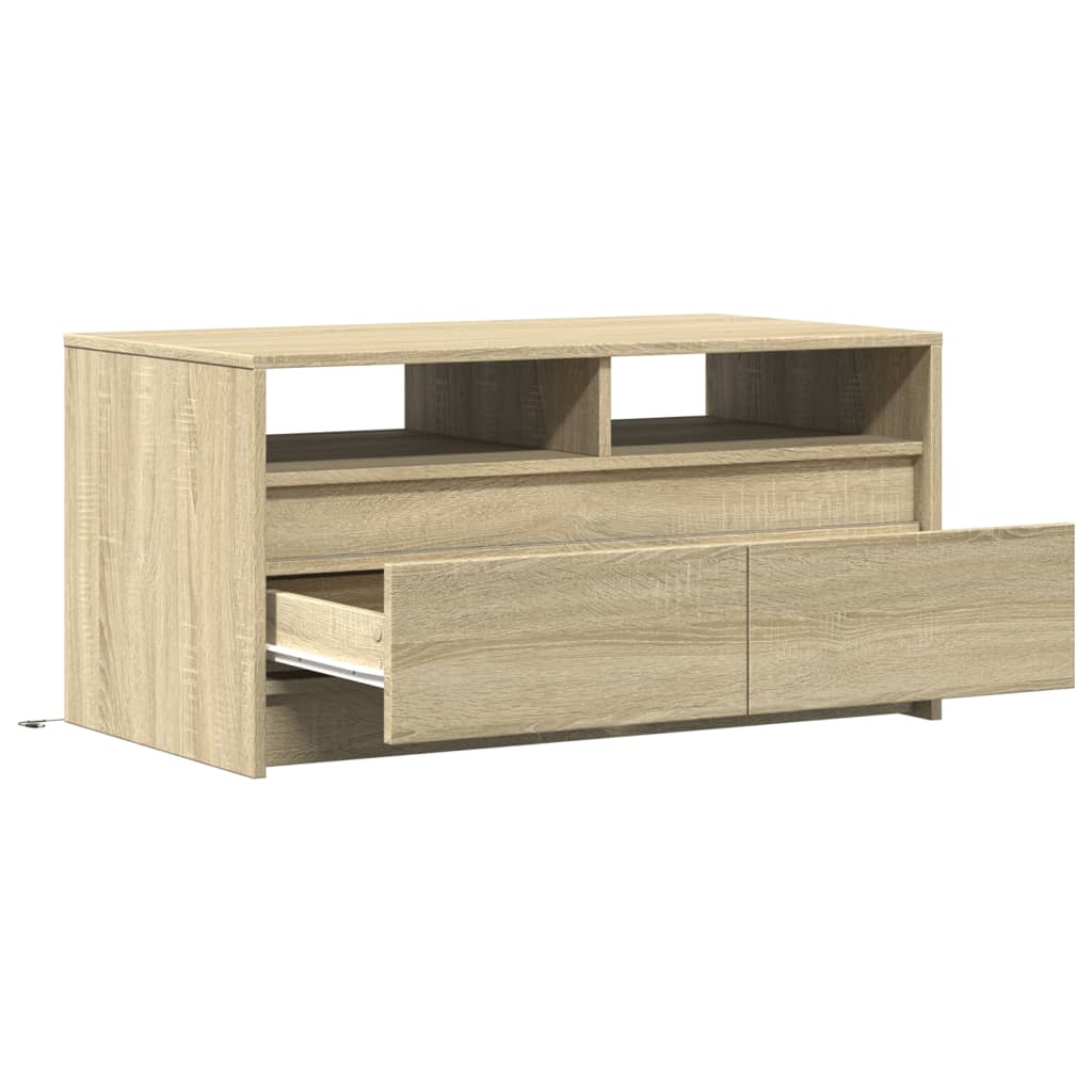 Tavolino da Salotto con Luci LED Rovere Sonoma in Truciolato | homemem39