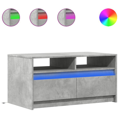 Tavolino da Salotto con Luci LED Grigio Cemento in Truciolato