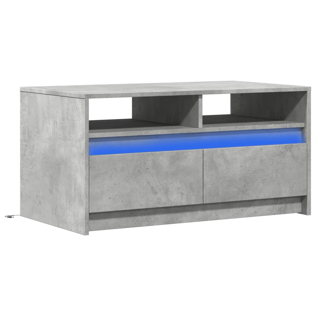 Tavolino da Salotto con Luci LED Grigio Cemento in Truciolato