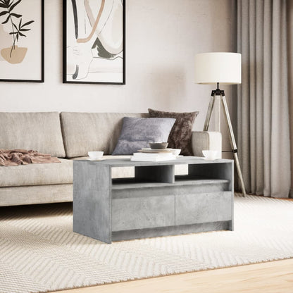 Tavolino da Salotto con Luci LED Grigio Cemento in Truciolato