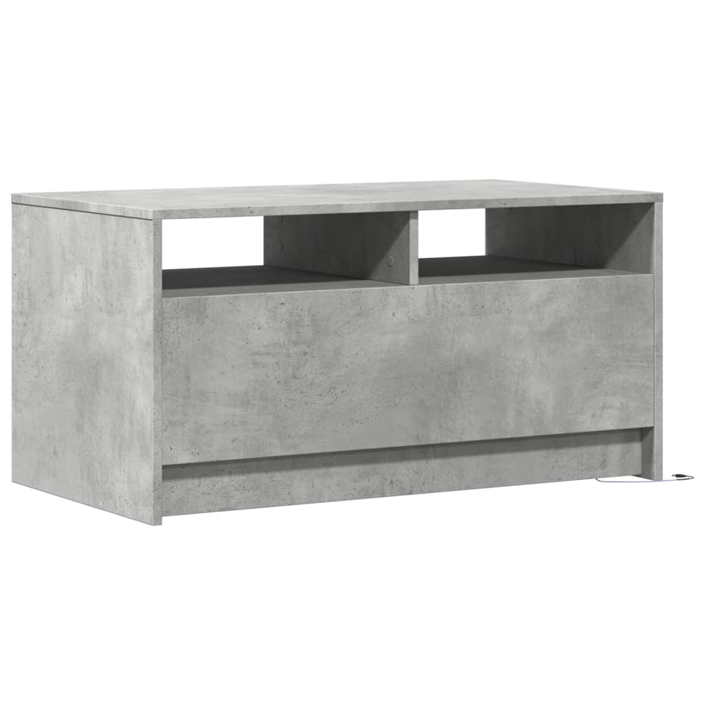 Tavolino da Salotto con Luci LED Grigio Cemento in Truciolato