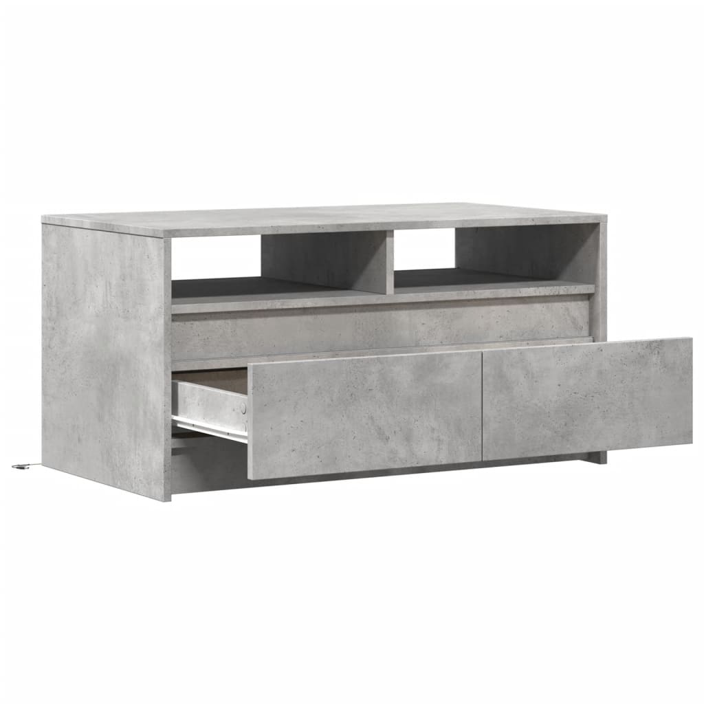 Tavolino da Salotto con Luci LED Grigio Cemento in Truciolato | homemem39
