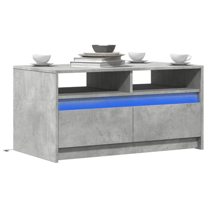 Tavolino da Salotto con Luci LED Grigio Cemento in Truciolato