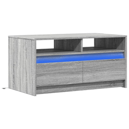 Tavolino da Salotto con Luci LED Grigio Sonoma in Truciolato