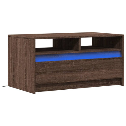 Tavolino da Salotto con Luci LED Rovere Marrone in Truciolato | homemem39