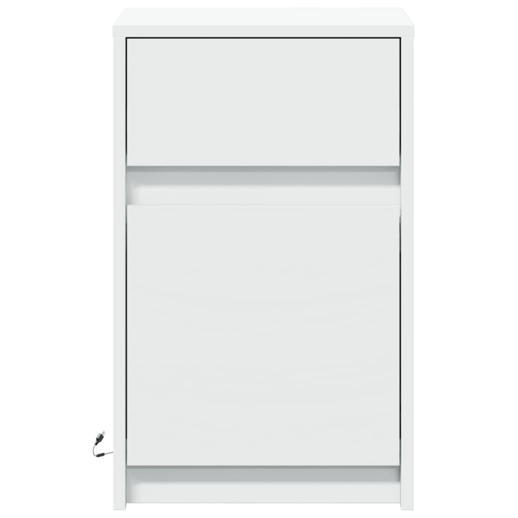 Comodino con Luci LED Bianco in Legno Multistrato - homemem39