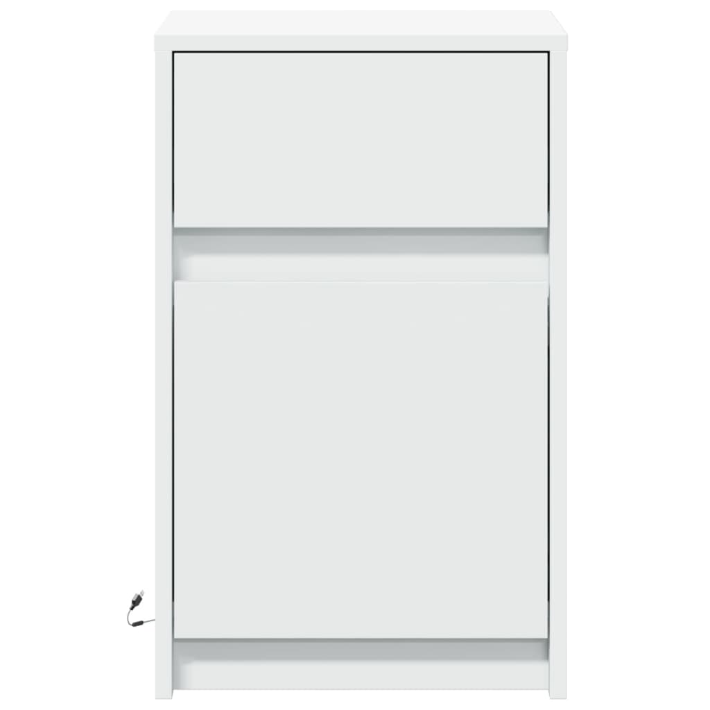 Comodini con Luci LED 2pz Bianchi in Legno Multistrato - homemem39