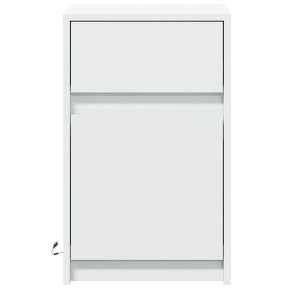 Comodini con Luci LED 2pz Bianchi in Legno Multistrato - homemem39