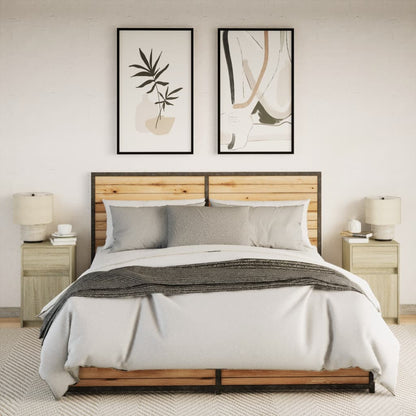 Comodini con Luci LED 2pz Rovere Sonoma in Legno Multistrato - homemem39