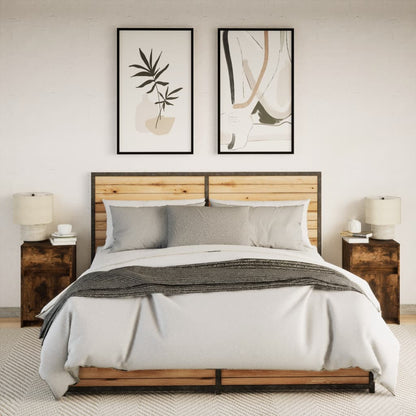 Comodini con Luci LED 2pz Rovere Fumo in Legno Multistrato - homemem39