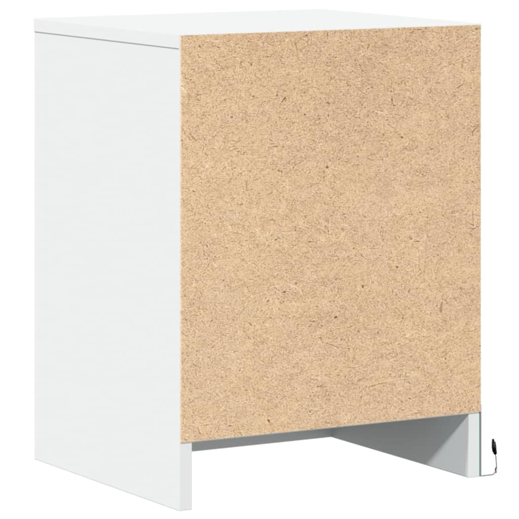 Comodino con Luci LED Bianco in Legno Multistrato - homemem39