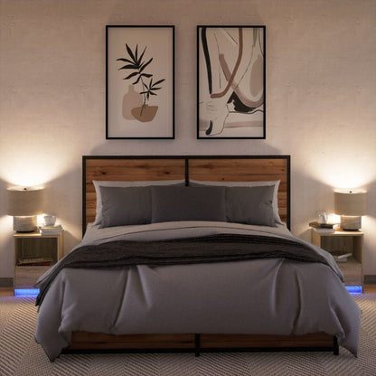 Comodini con Luci LED 2pz Rovere Sonoma in Legno Multistrato - homemem39