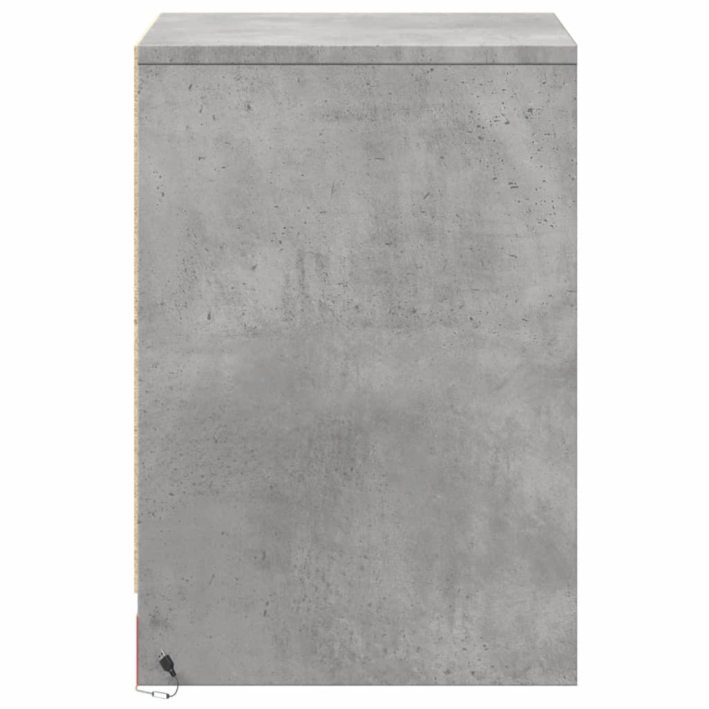 Comodini con Luci LED 2pz Grigio Cemento in Legno Multistrato - homemem39