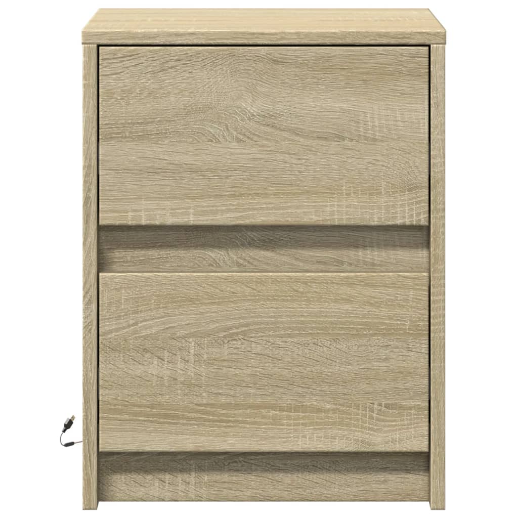 Comodini con Luci LED 2pz Rovere Sonoma in Legno Multistrato - homemem39