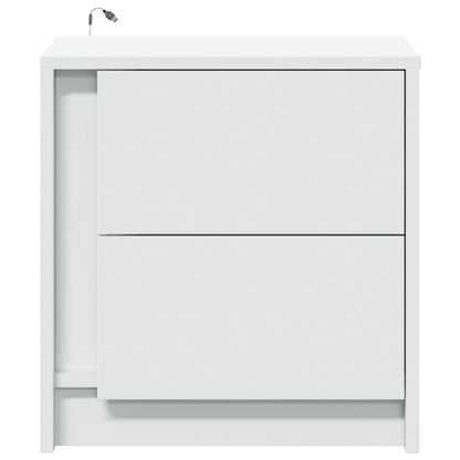 Comodino con Luci LED Bianco in Legno Multistrato - homemem39