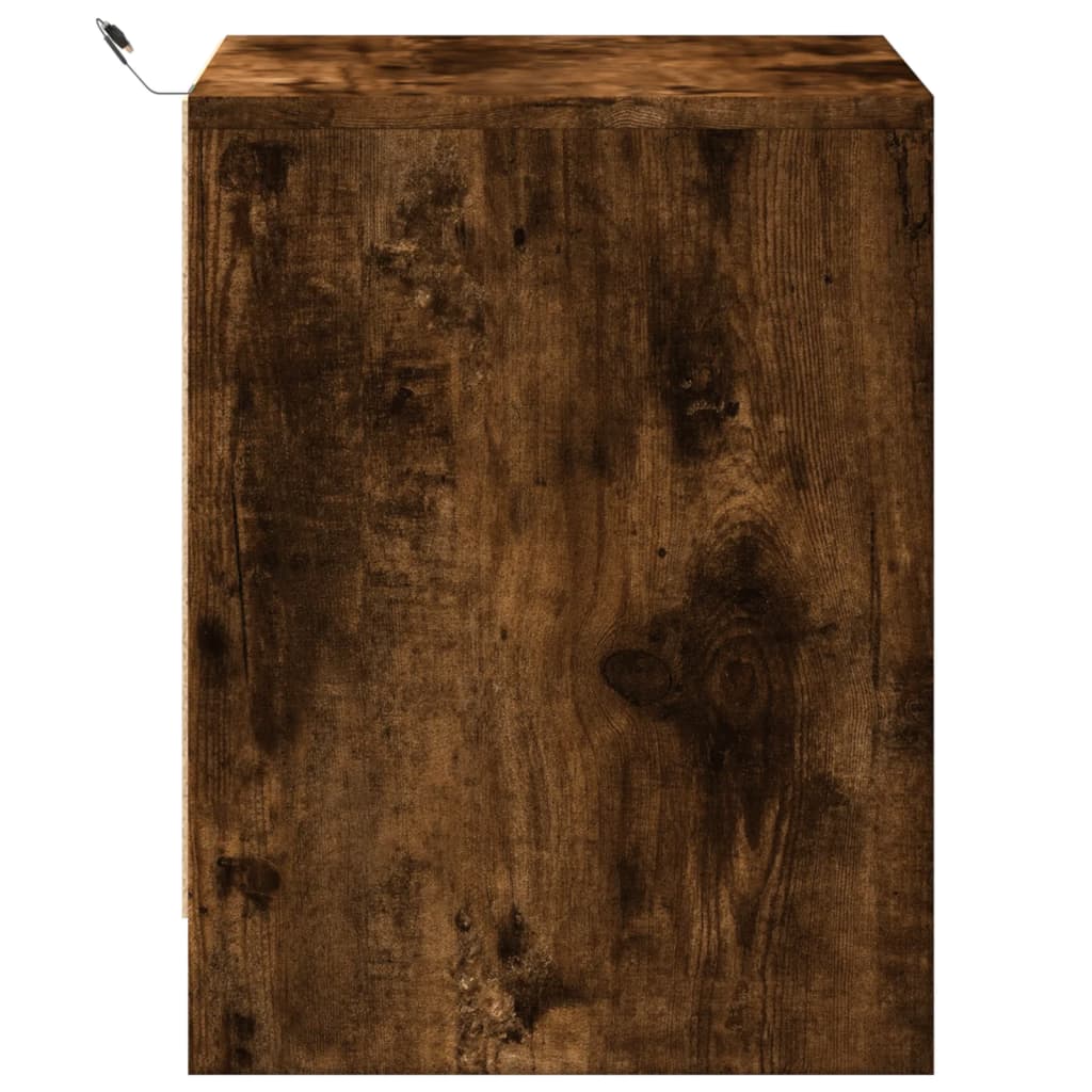 Comodini con Luci LED 2pz Rovere Fumo in Legno Multistrato - homemem39