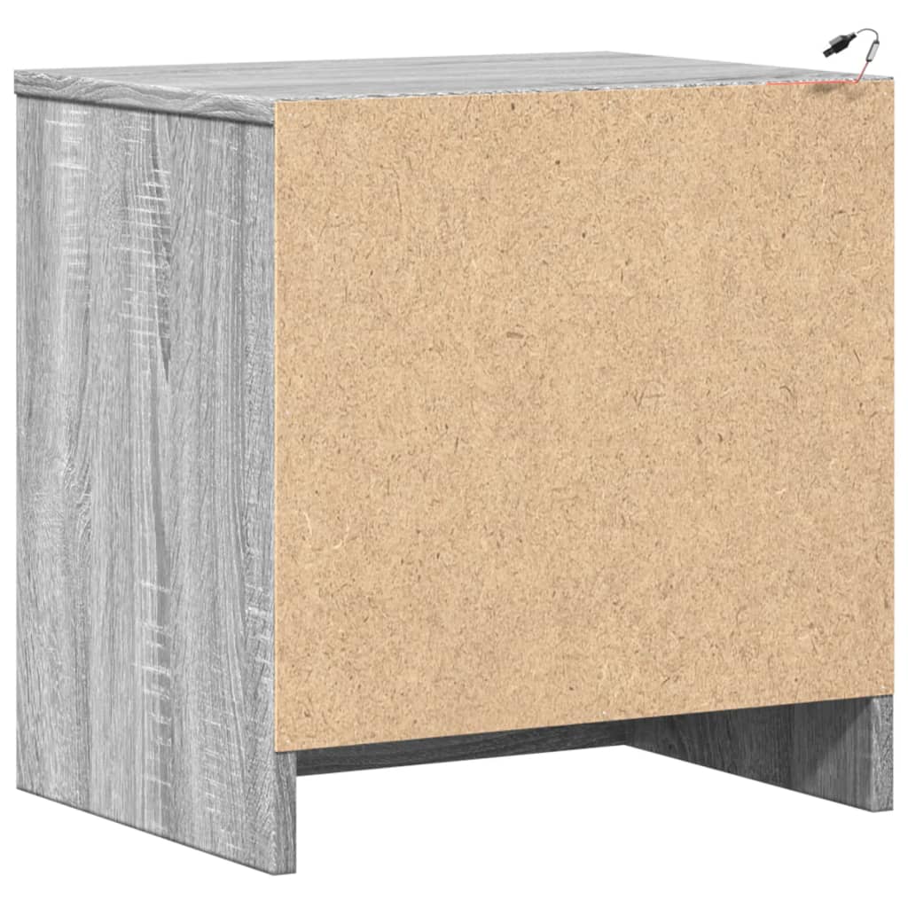 Comodini con Luci LED 2pz Grigio Sonoma in Legno Multistrato - homemem39