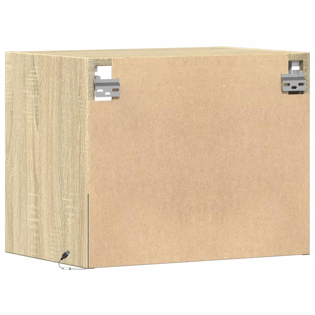 Comodino a Parete con luci LED Rovere Sonoma - homemem39