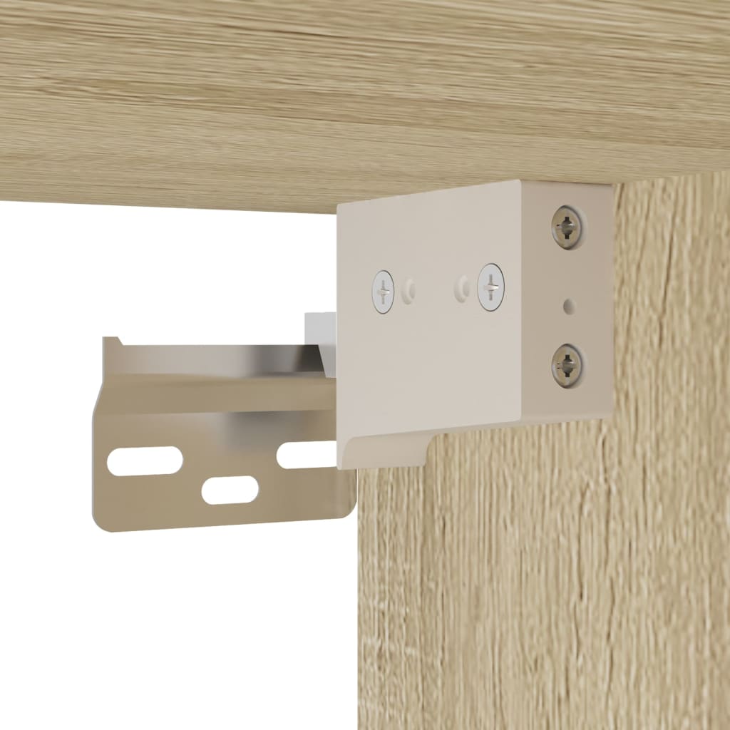 Comodini a Parete con luci LED 2 pz Rovere Sonoma - homemem39