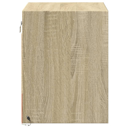 Comodini a Parete con luci LED 2 pz Rovere Sonoma - homemem39