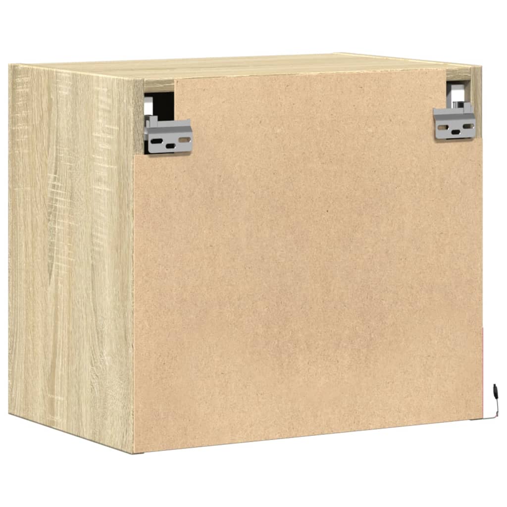 Comodini a Parete con luci LED 2 pz Rovere Sonoma - homemem39