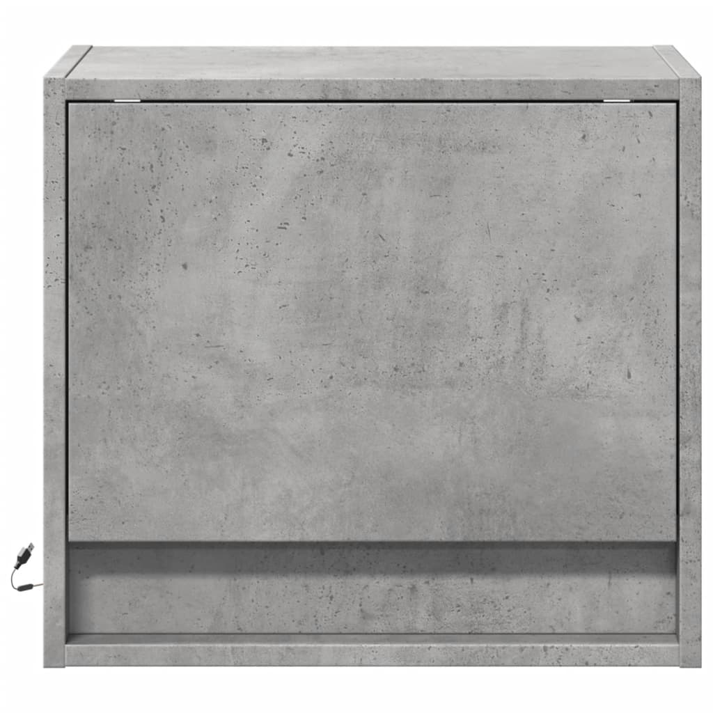 Comodini a Parete con Luci LED 2 pz Grigio Cemento - homemem39