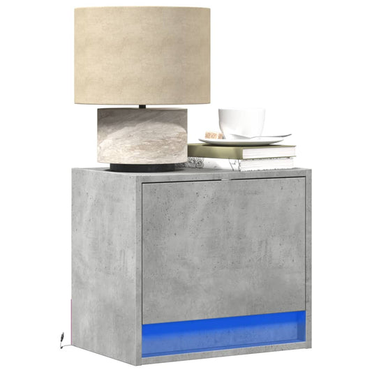 Comodini a Parete con Luci LED 2 pz Grigio Cemento - homemem39