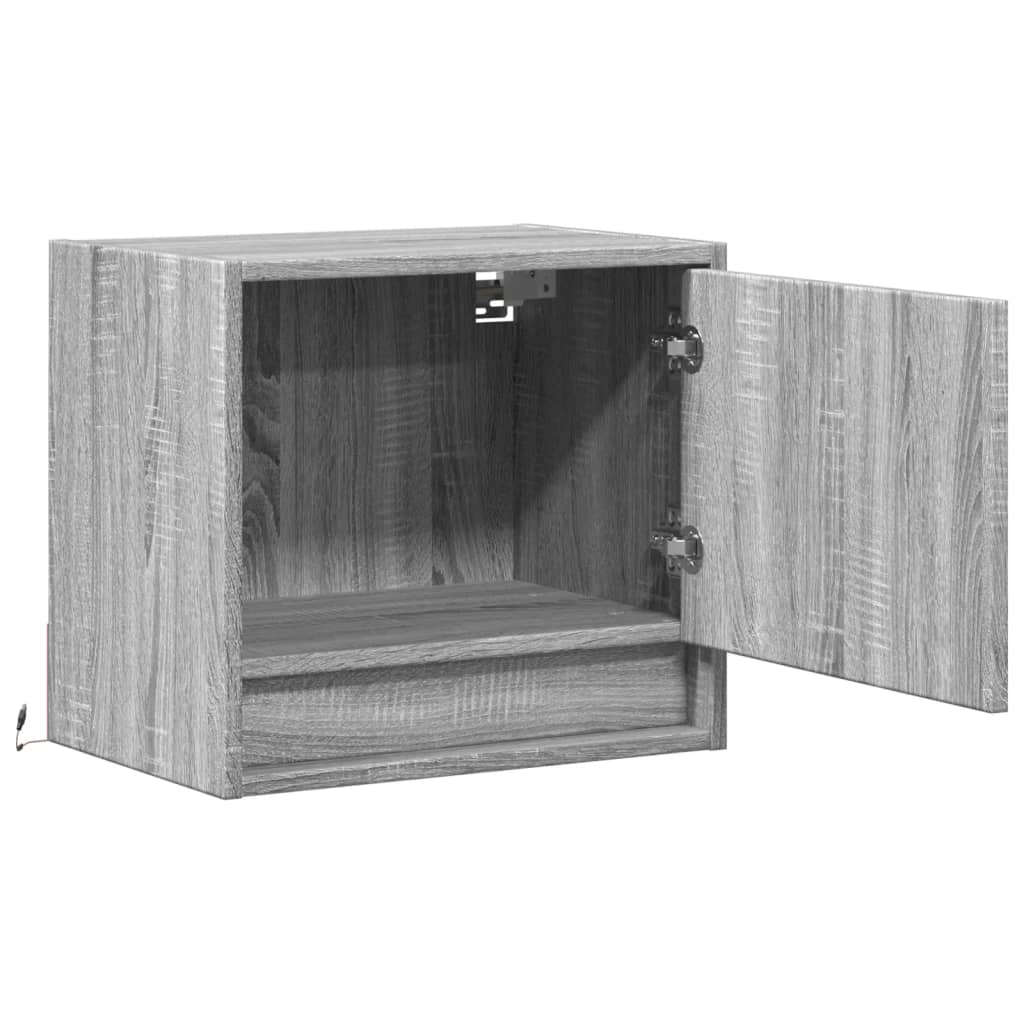 Comodini a Parete con luci LED 2 pz Grigio Sonoma - homemem39