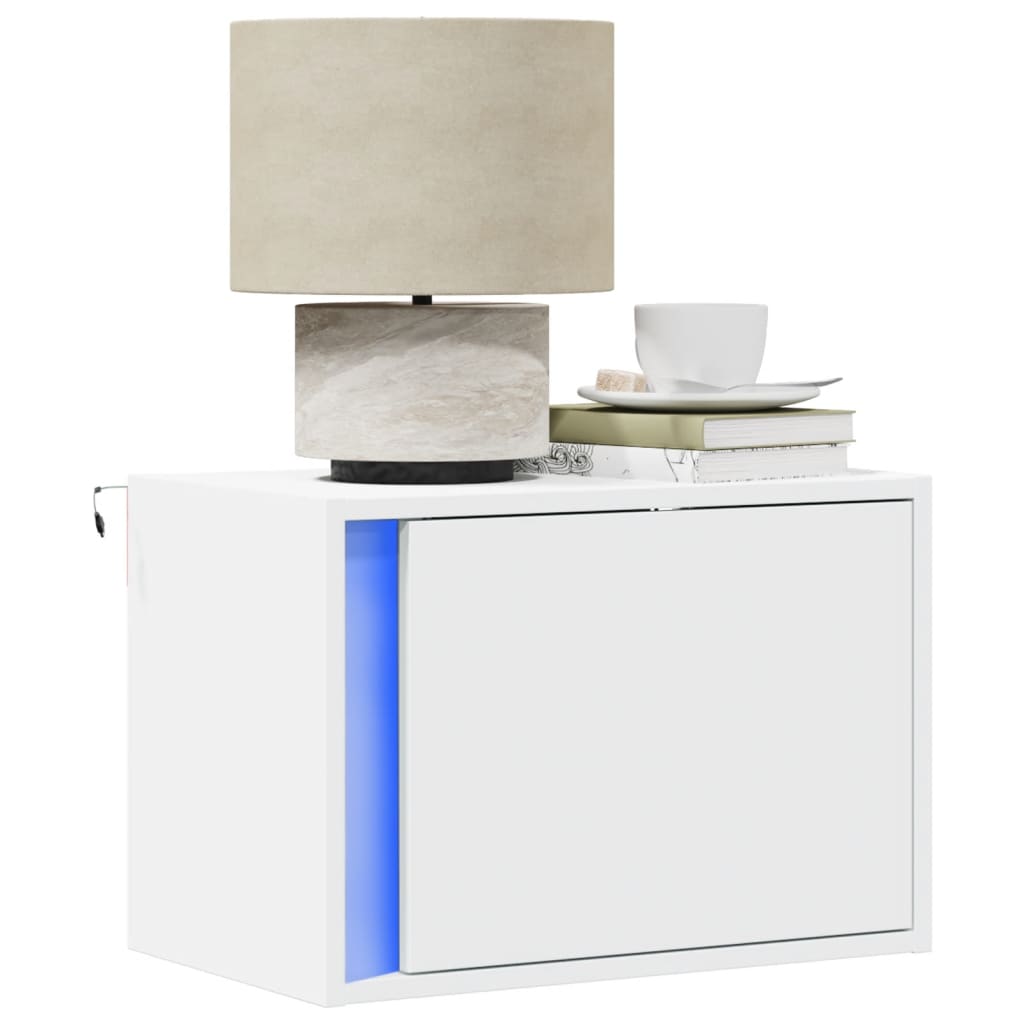Comodino a Parete con Luci LED Bianco - homemem39